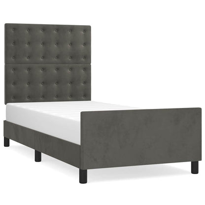 Giroletto senza Materasso Grigio Scuro 100x200 cm Velluto