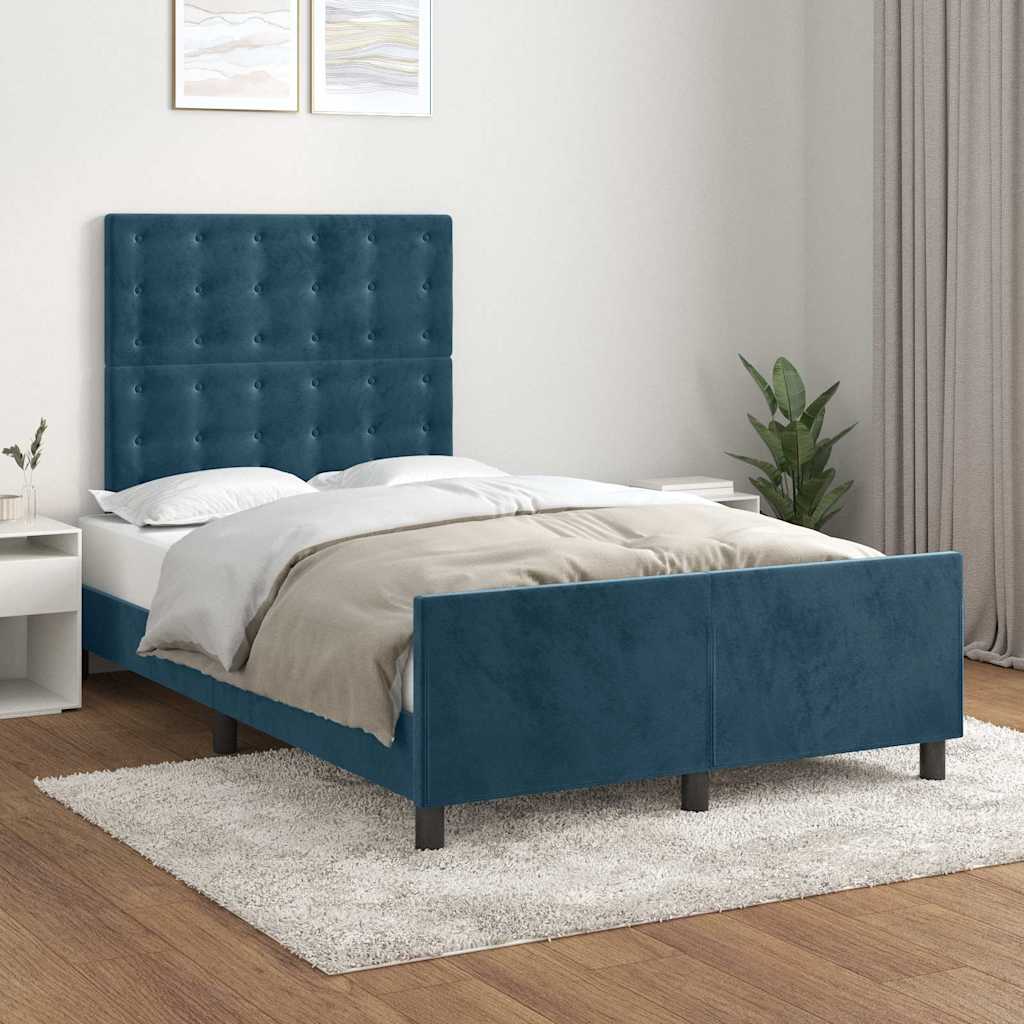 Giroletto senza Materasso Blu Scuro 120x200 cm in Velluto | homemem39