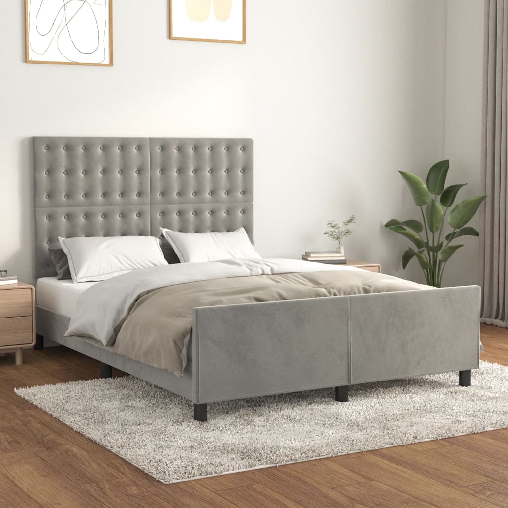 Giroletto senza Materasso Grigio Chiaro 140x190 cm Velluto | homemem39