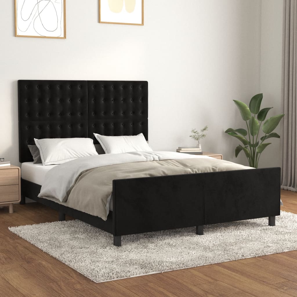 Giroletto senza Materasso Nero 140x190 cm in Velluto | homemem39