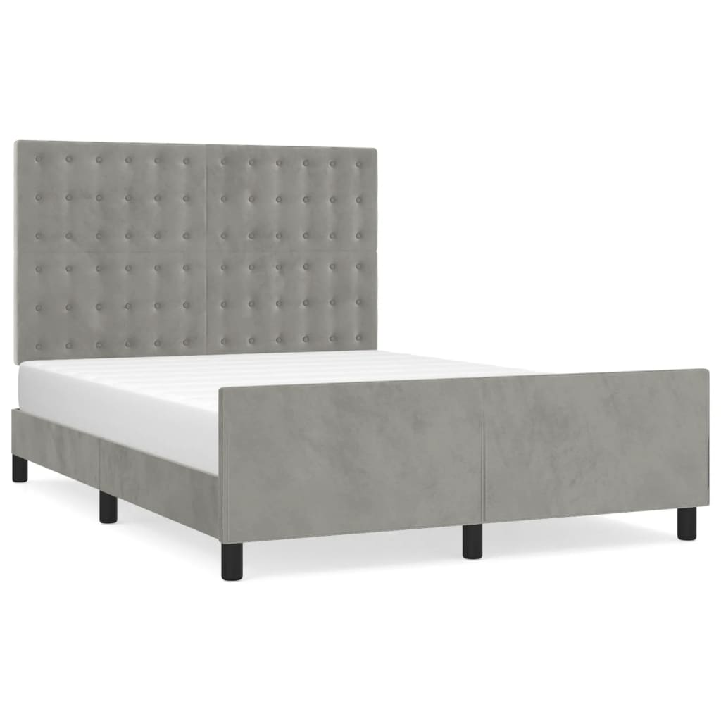 Giroletto senza Materasso Grigio Chiaro 140x200 cm Velluto