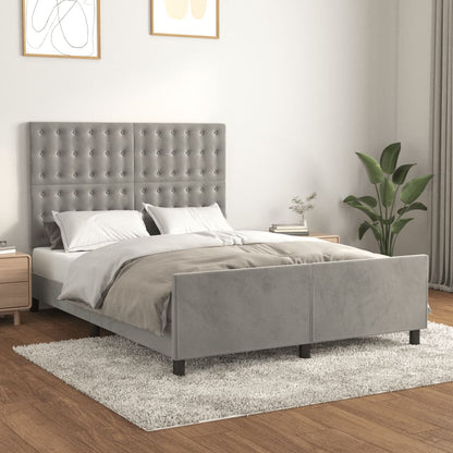 Giroletto senza Materasso Grigio Chiaro 140x200 cm Velluto | homemem39
