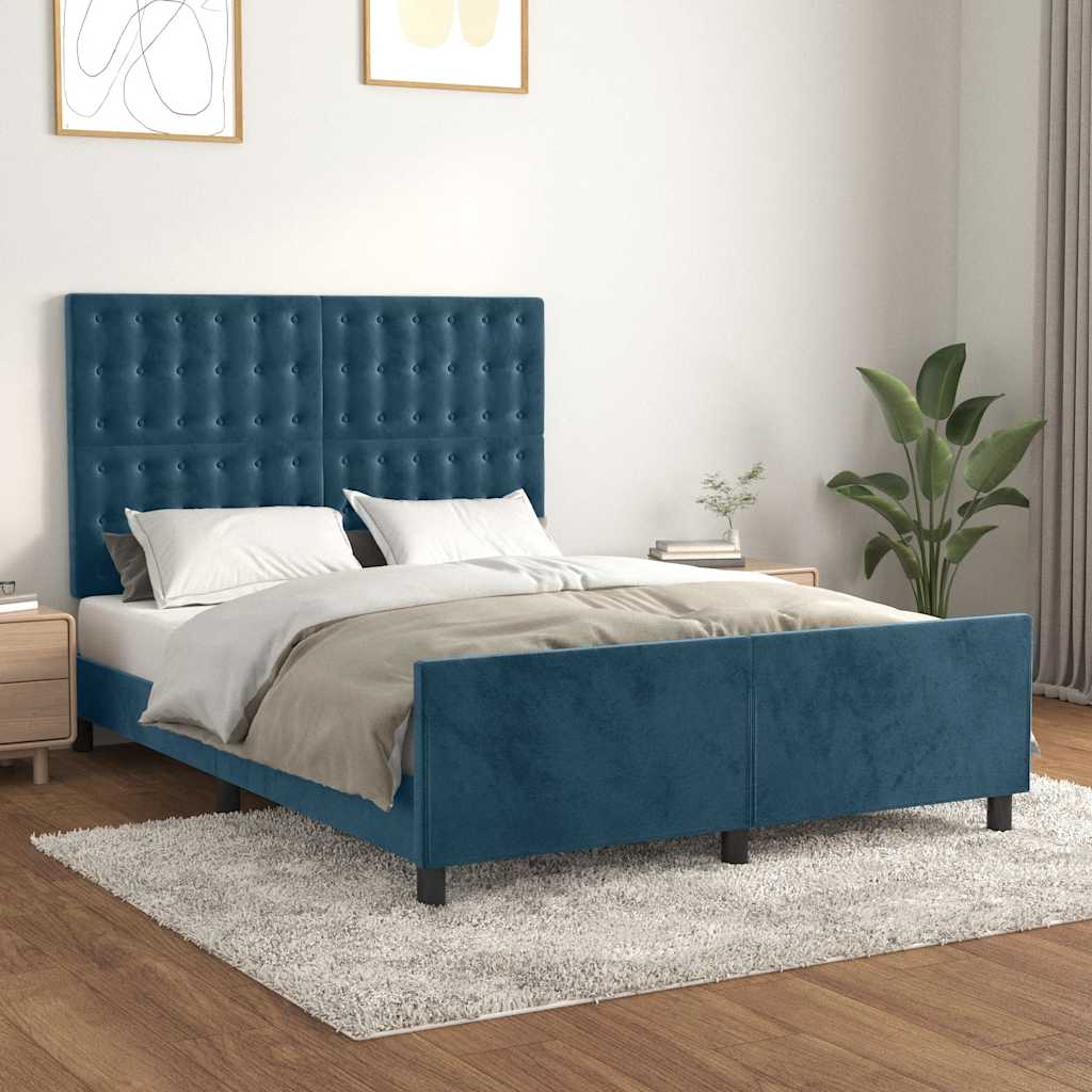 Giroletto senza Materasso Blu Scuro 140x200 cm Velluto | homemem39