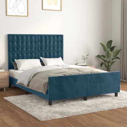 Giroletto senza Materasso Blu Scuro 140x200 cm Velluto | homemem39