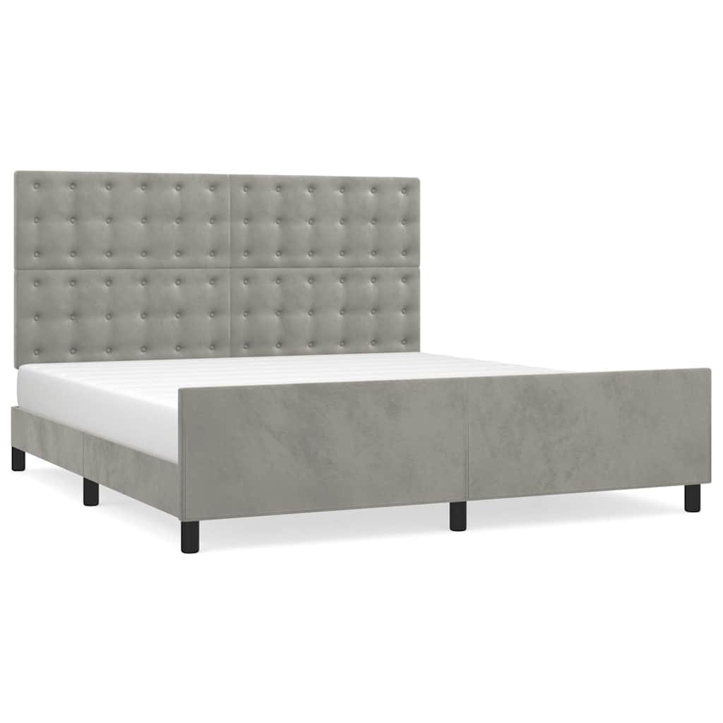 Giroletto senza Materasso Grigio Chiaro 160x200 cm Velluto