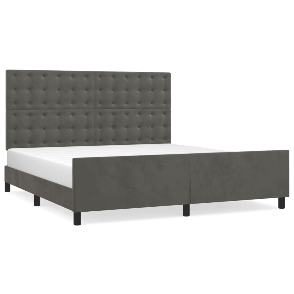 Giroletto senza Materasso Grigio Scuro 160x200 cm Velluto | homemem39