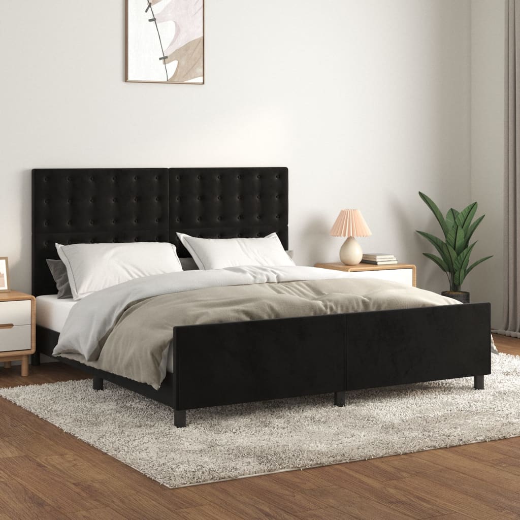 Giroletto senza Materasso Nero 160x200 cm in Velluto | homemem39