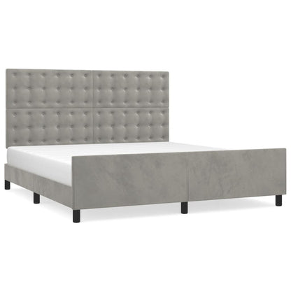 Giroletto con Testiera Grigio Chiaro 180x200 cm in Velluto | homemem39