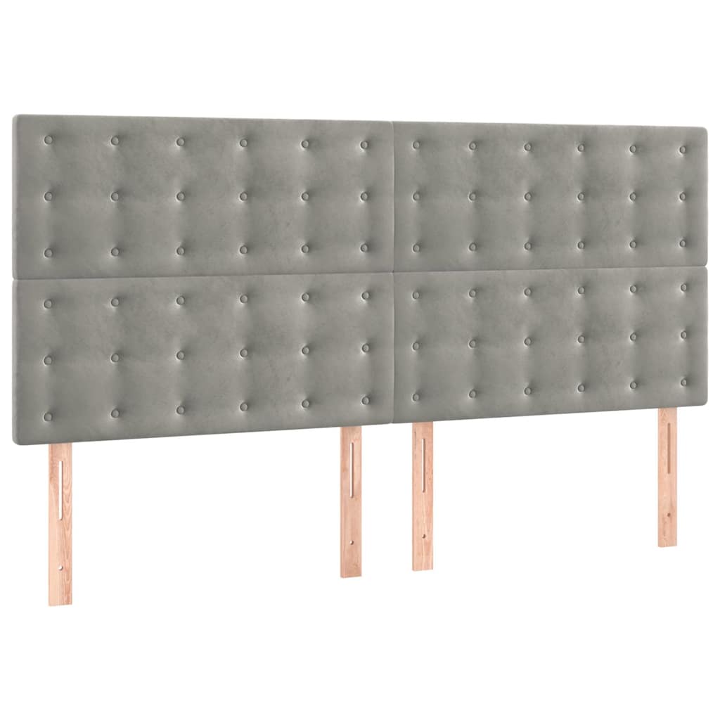Giroletto con Testiera Grigio Chiaro 180x200 cm in Velluto