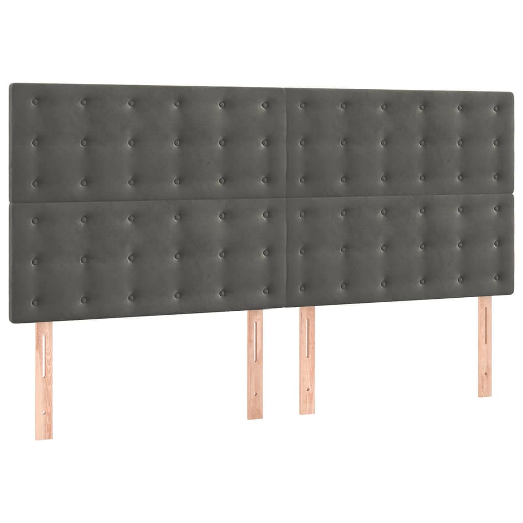Giroletto con Testiera Grigio Scuro 180x200 cm in Velluto