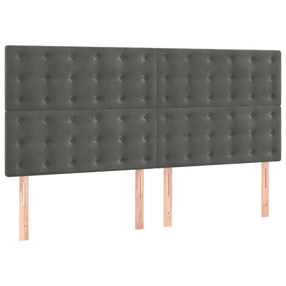Giroletto con Testiera Grigio Scuro 180x200 cm in Velluto