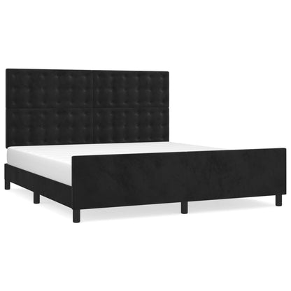Giroletto con Testiera Nero 180x200 cm in Velluto | homemem39