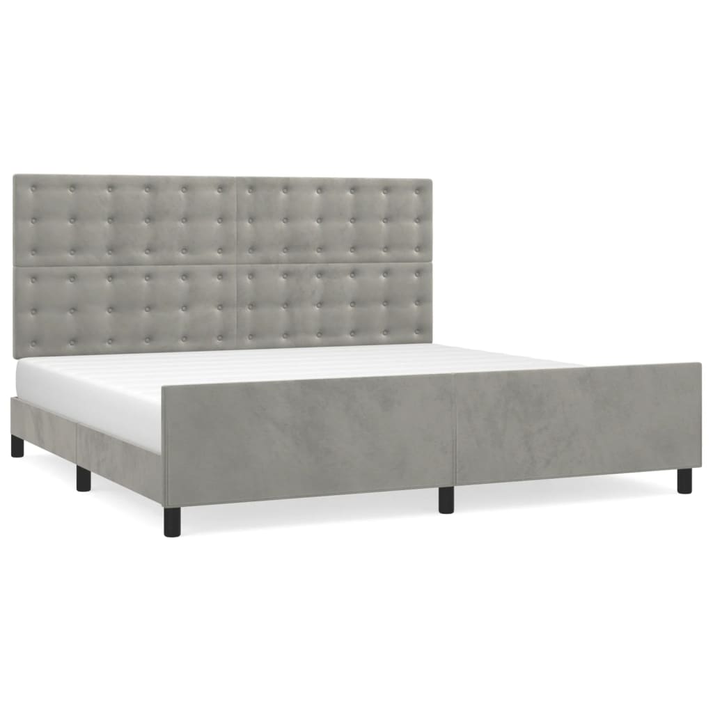 Giroletto senza Materasso Grigio Chiaro 200x200 cm Velluto | homemem39