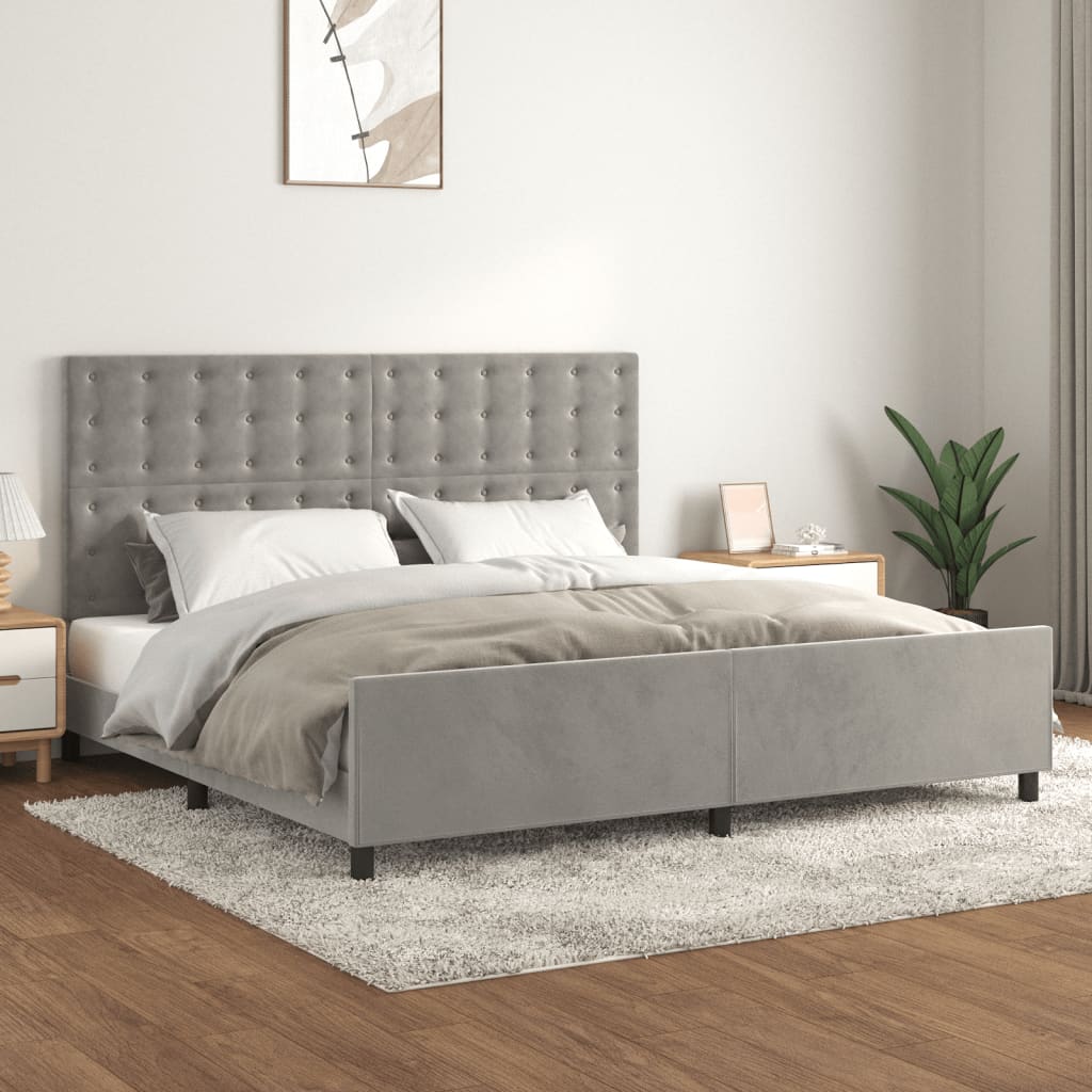 Giroletto senza Materasso Grigio Chiaro 200x200 cm Velluto | homemem39