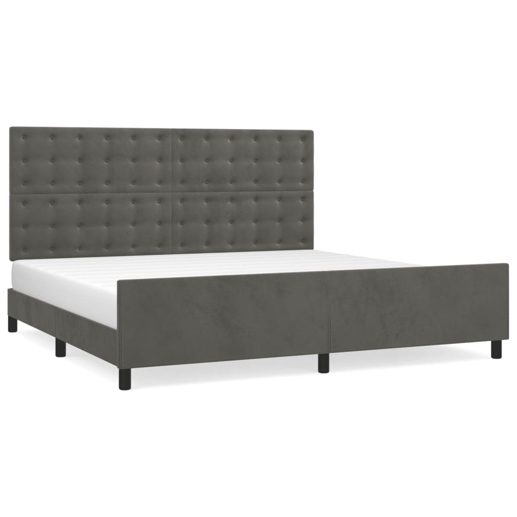 Giroletto senza Materasso Grigio Scuro 200x200 cm Velluto | homemem39