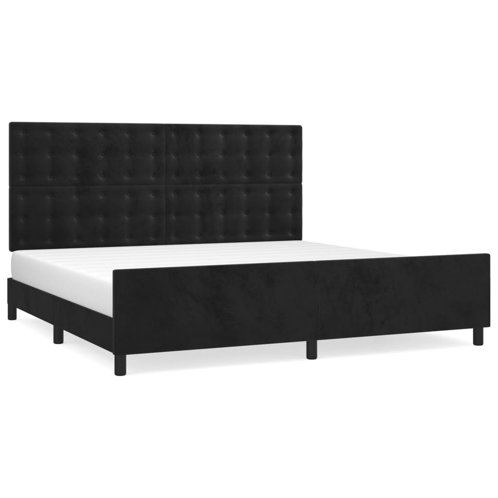 Giroletto senza Materasso Nero 200x200 cm in Velluto | homemem39