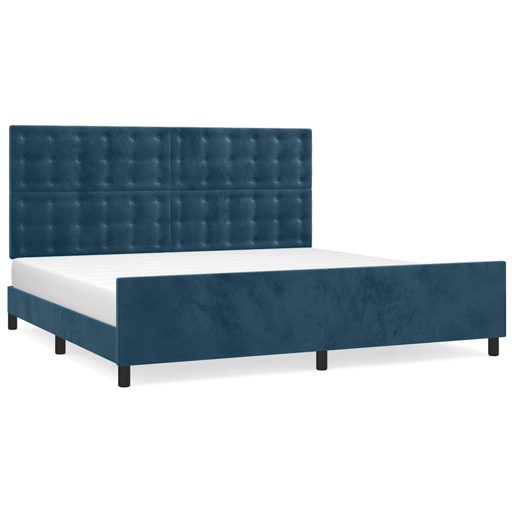 Giroletto senza Materasso Blu Scuro 200x200 cm in Velluto | homemem39