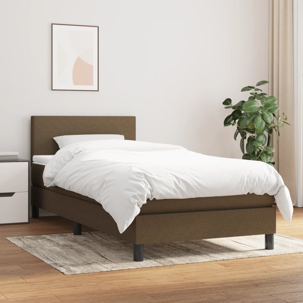 Giroletto a Molle con Materasso Marrone Scuro 90x190cm Tessuto | homemem39