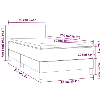 Giroletto a Molle con Materasso Marrone Scuro 90x200 cm Tessuto | homemem39