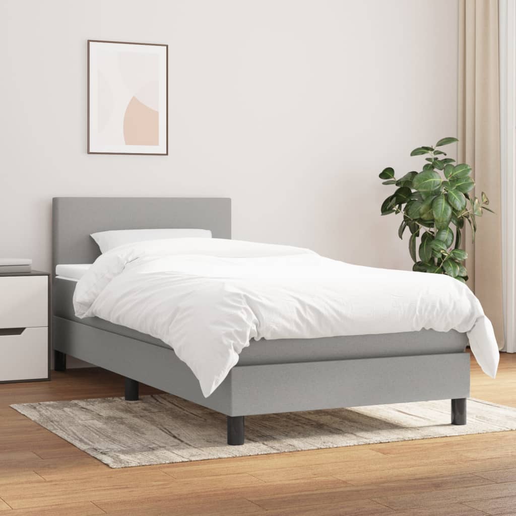 Giroletto a Molle con Materasso Grigio Chiaro100x200 cm Tessuto | homemem39