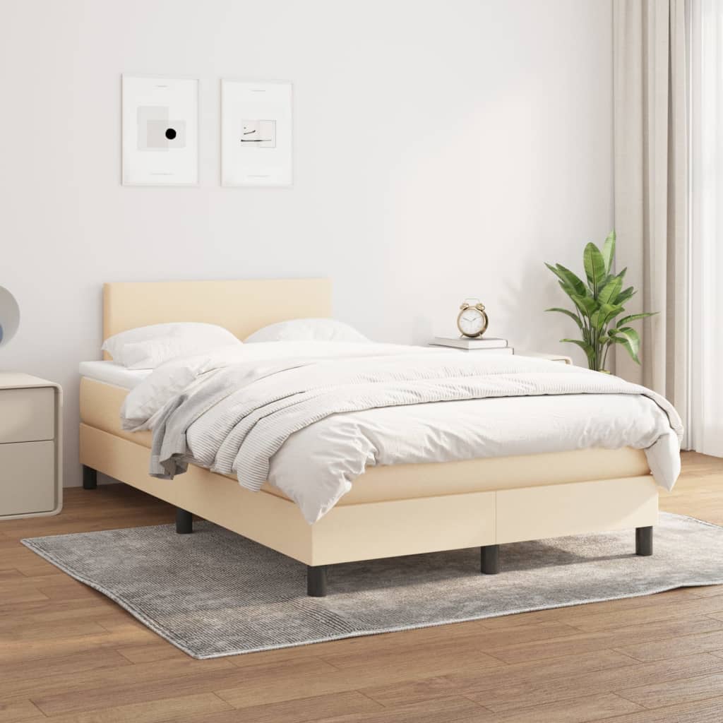 Giroletto a Molle con Materasso Crema 120x200 cm in Tessuto | homemem39