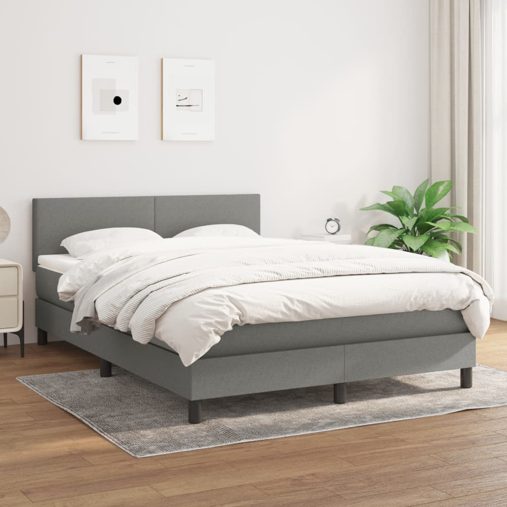 Giroletto a Molle con Materasso Grigio Scuro 140x190 cm Tessuto | homemem39