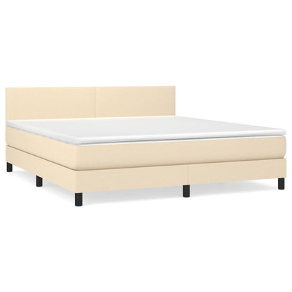 Giroletto a Molle con Materasso Crema 160x200 cm in Tessuto | homemem39