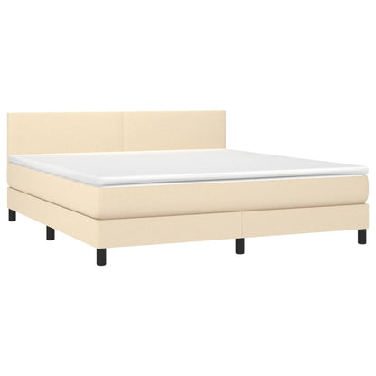 Giroletto a Molle con Materasso Crema 160x200 cm in Tessuto | homemem39