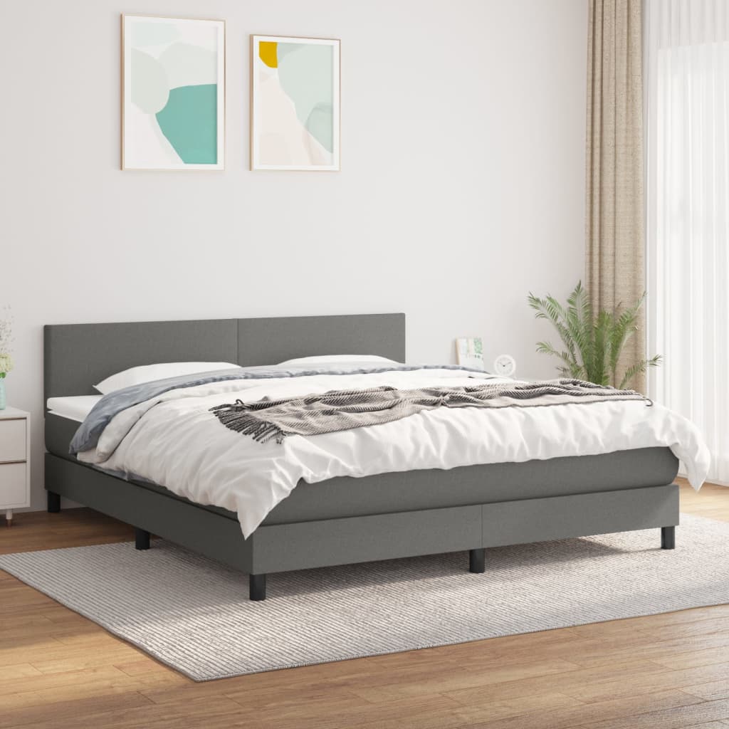Giroletto a Molle con Materasso Grigio Scuro 180x200 cm Tessuto | homemem39