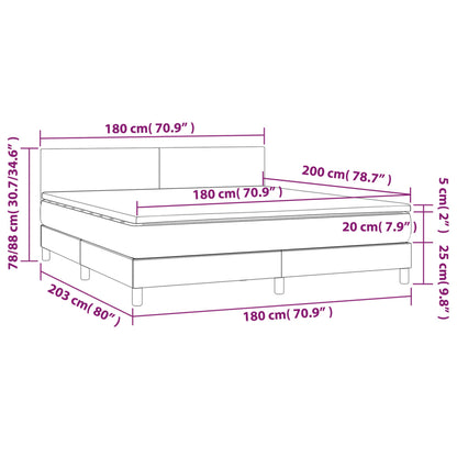 Giroletto a Molle con Materasso Marrone Scuro 180x200cm Tessuto | homemem39