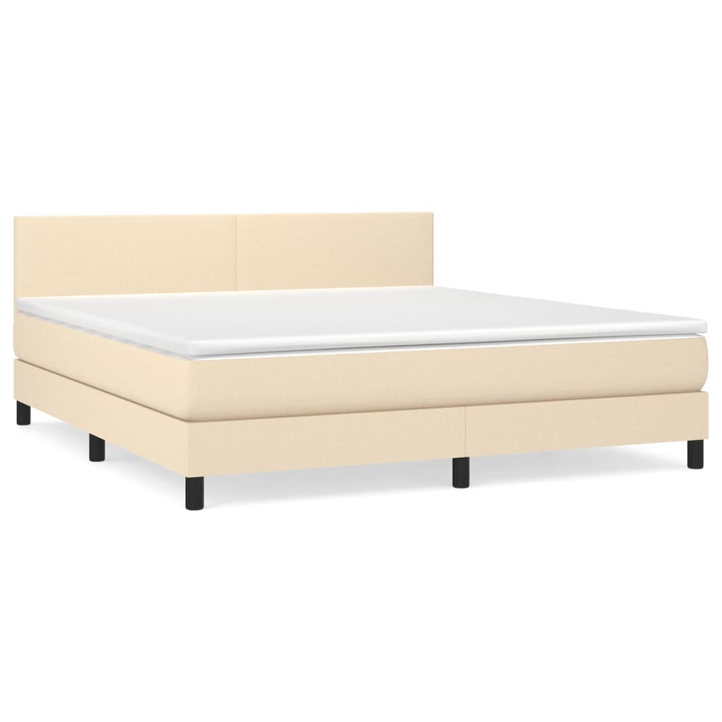 Giroletto a Molle con Materasso Crema 180x200 cm in Tessuto | homemem39