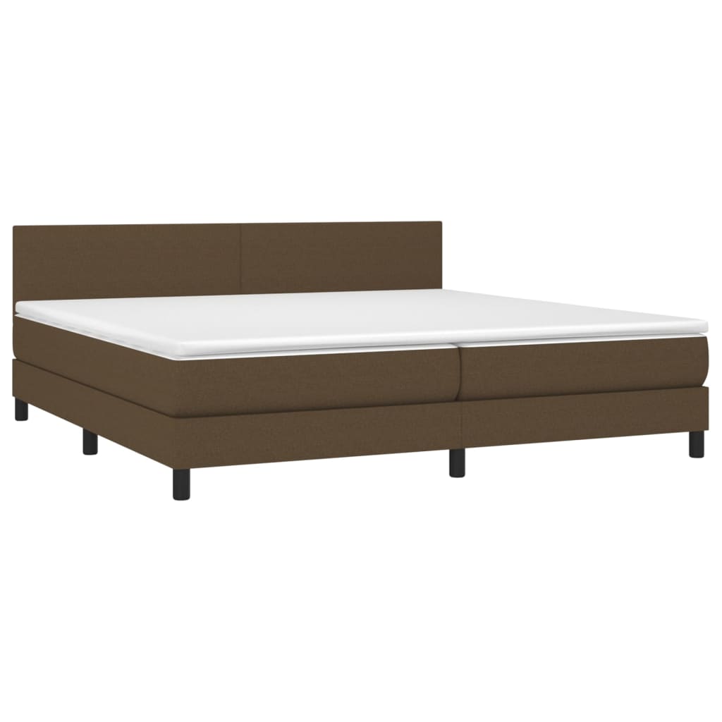 Giroletto a Molle con Materasso Marrone Scuro 200x200cm Tessuto | homemem39