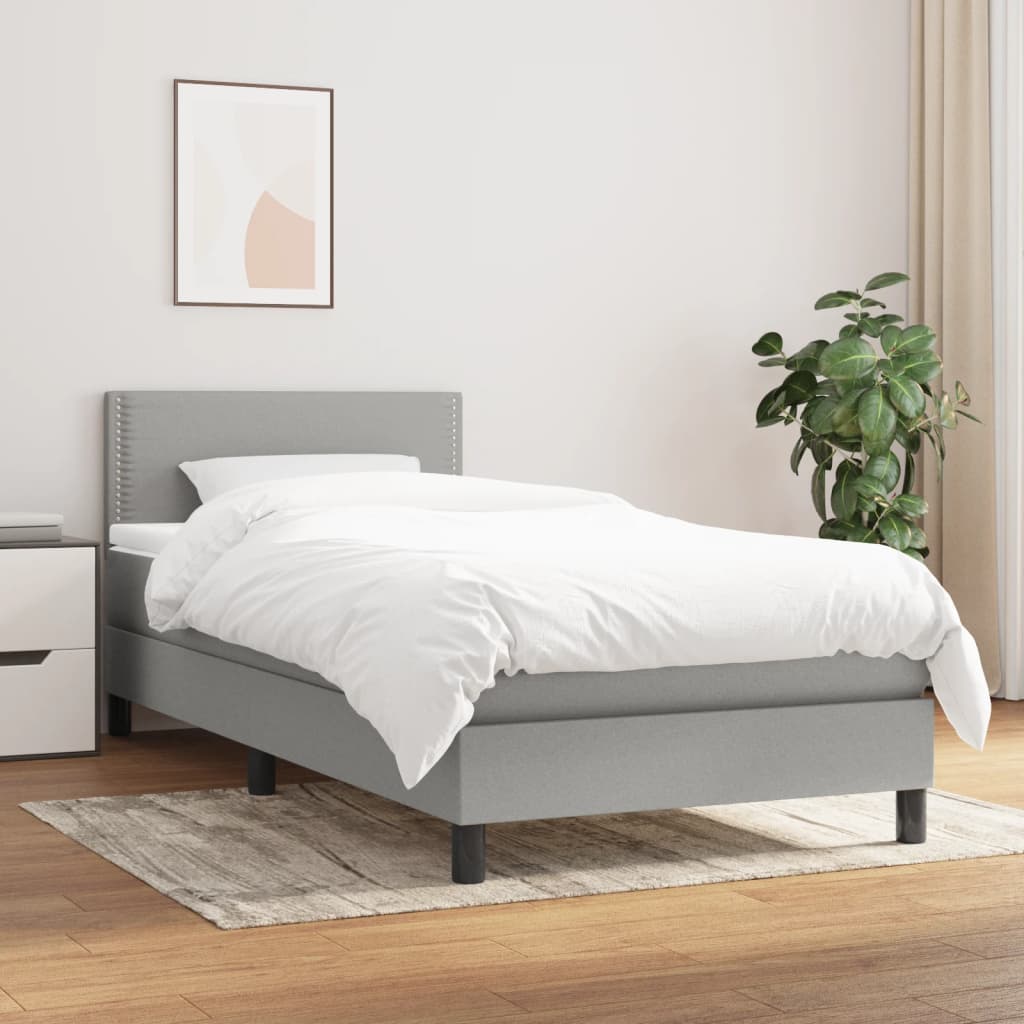 Giroletto a Molle con Materasso Grigio Chiaro 90x190 cm Tessuto | homemem39
