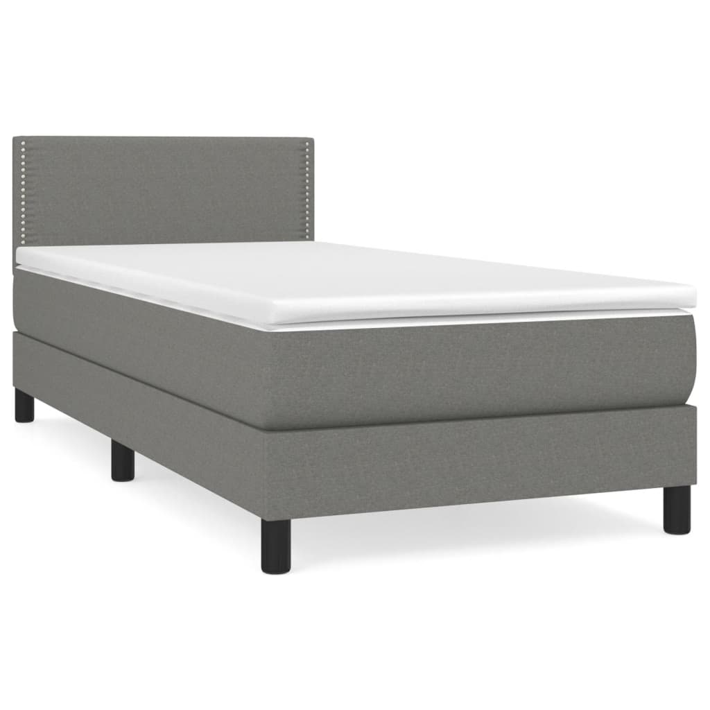 Giroletto a Molle con Materasso Grigio Scuro 90x200 cm Tessuto | homemem39
