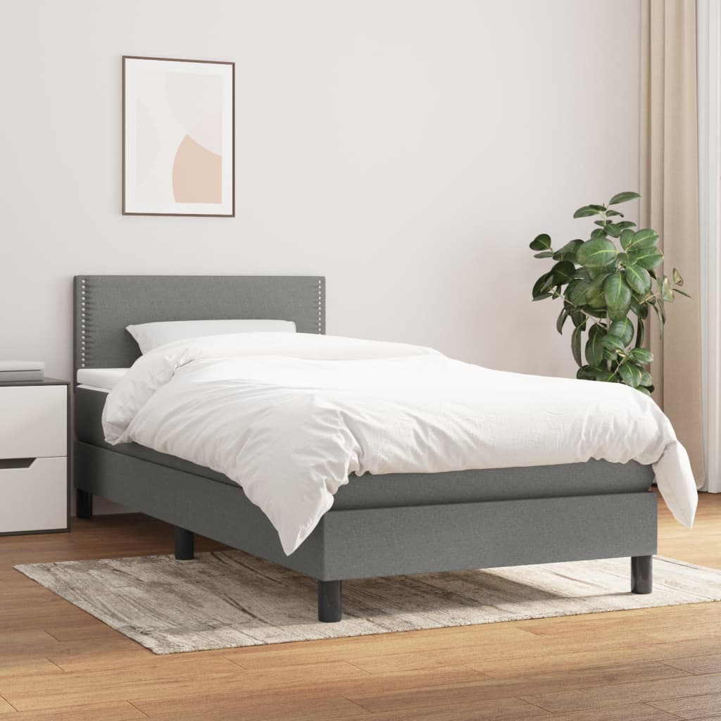 Giroletto a Molle con Materasso Grigio Scuro 100x200 cm Tessuto | homemem39