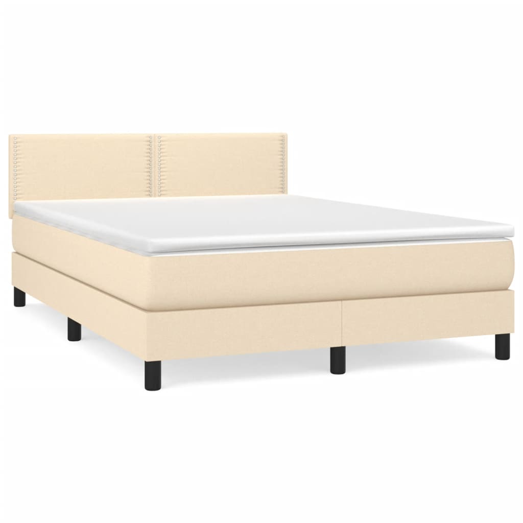 Giroletto a Molle con Materasso Crema 140x19 cm in Tessuto | homemem39