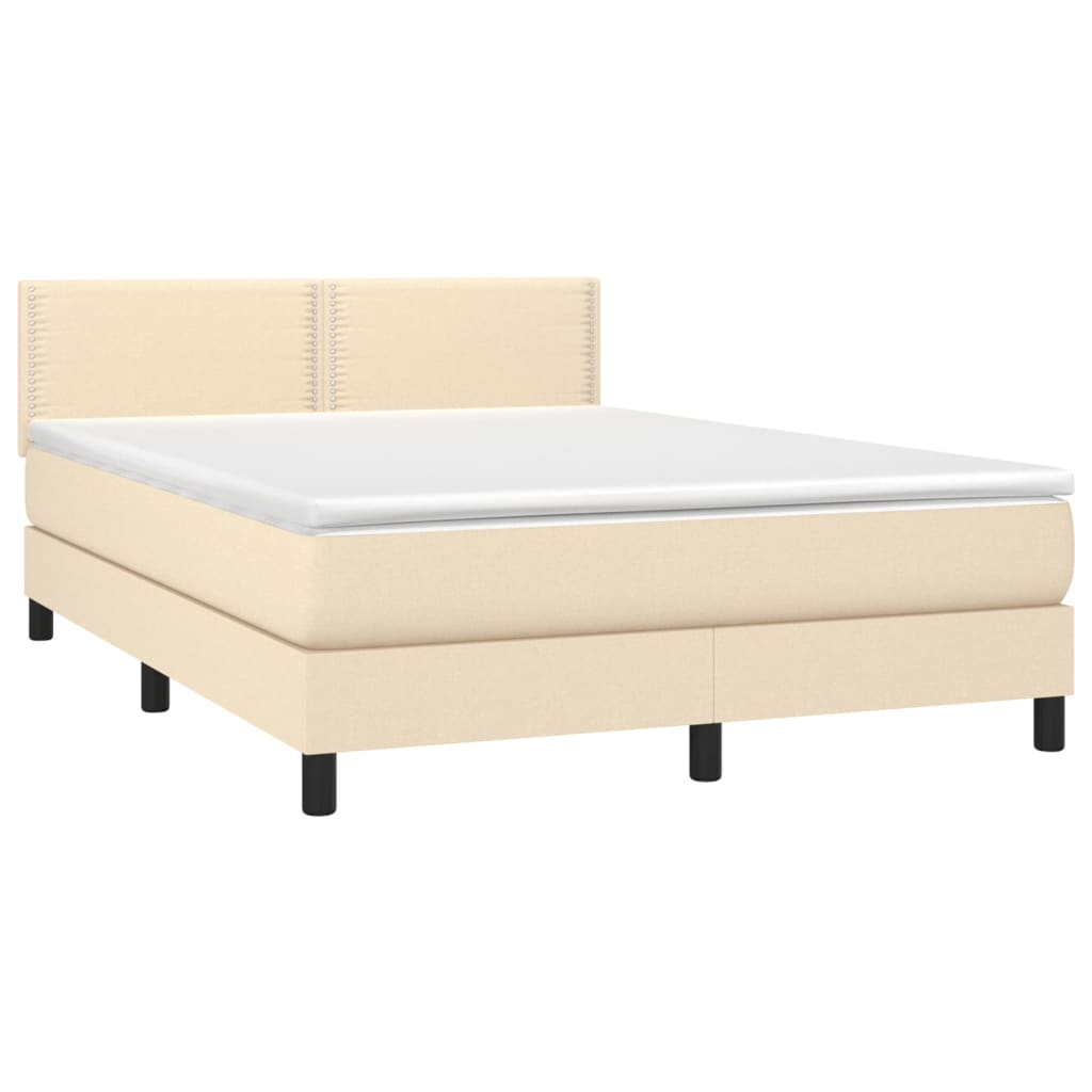 Giroletto a Molle con Materasso Crema 140x19 cm in Tessuto | homemem39