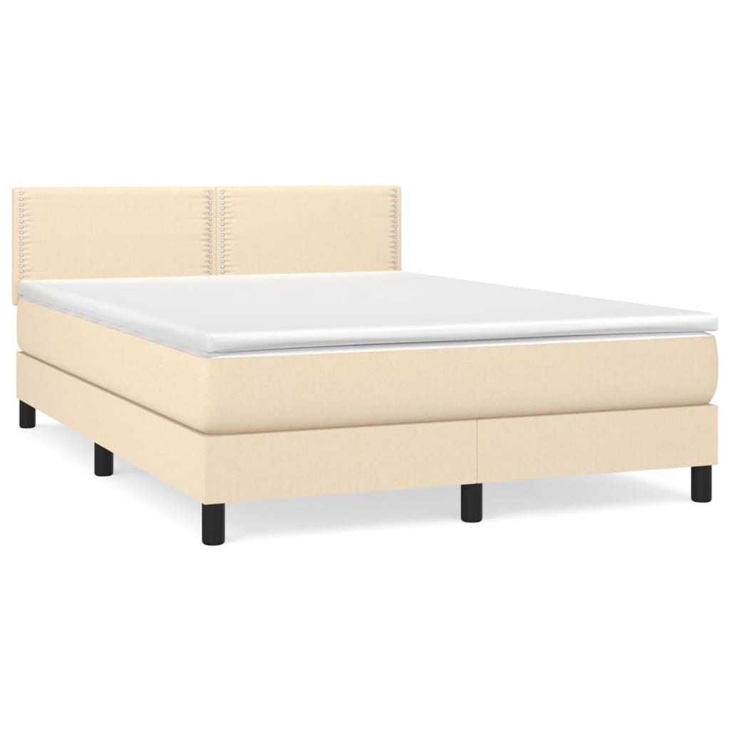 Giroletto a Molle con Materasso Crema 140x200 cm in Tessuto | homemem39