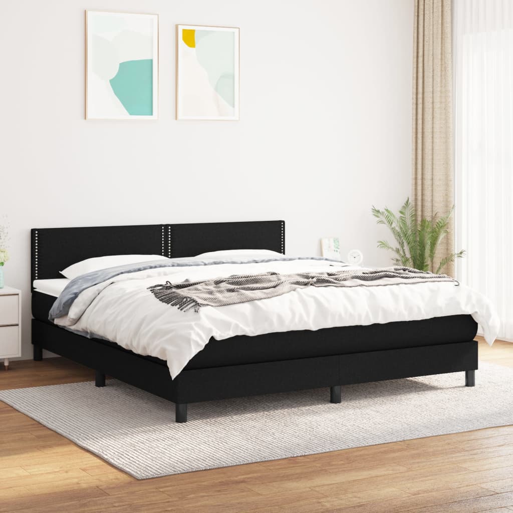 Giroletto a Molle con Materasso Nero 180x200 cm in Tessuto | homemem39