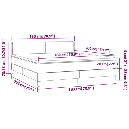 Giroletto a Molle con Materasso Marrone Scuro 180x200cm Tessuto | homemem39