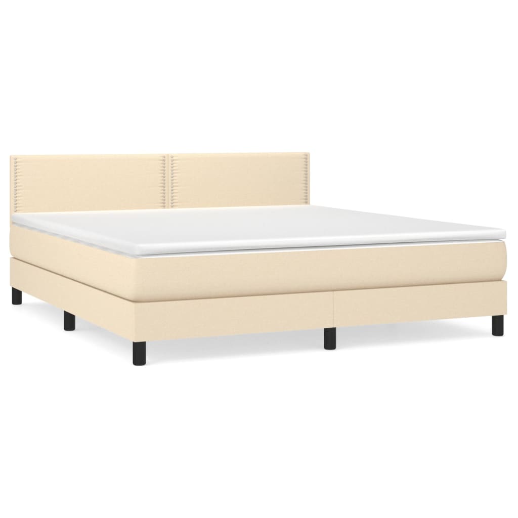 Giroletto a Molle con Materasso Crema 180x200 cm in Tessuto | homemem39