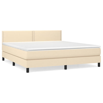 Giroletto a Molle con Materasso Crema 180x200 cm in Tessuto | homemem39