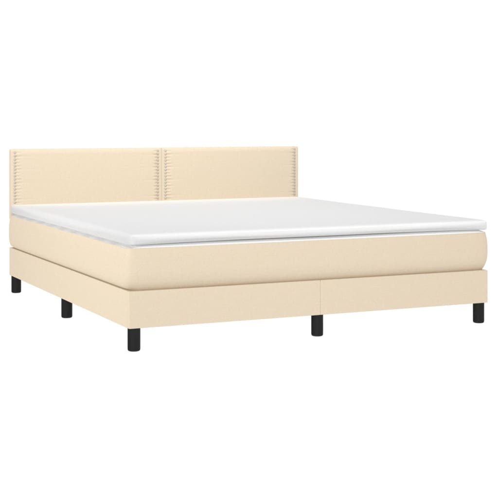 Giroletto a Molle con Materasso Crema 180x200 cm in Tessuto | homemem39