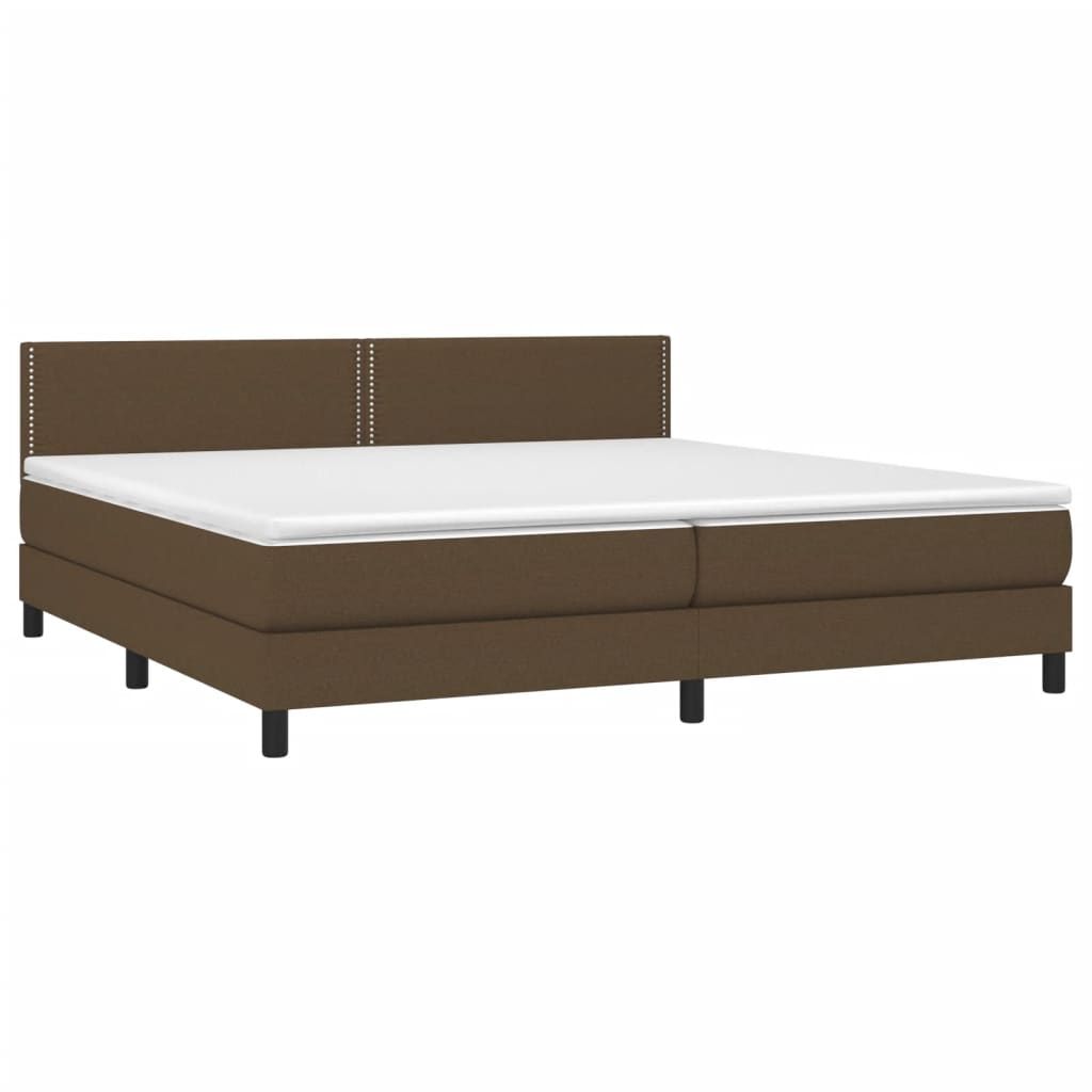 Giroletto a Molle con Materasso Marrone Scuro 200x200cm Tessuto | homemem39