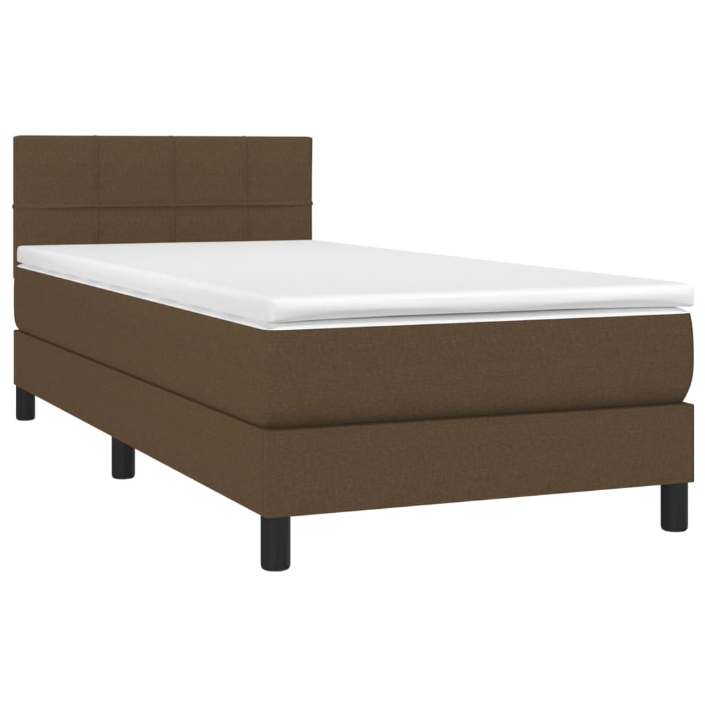 Giroletto a Molle con Materasso Marrone Scuro 90x190cm Tessuto | homemem39