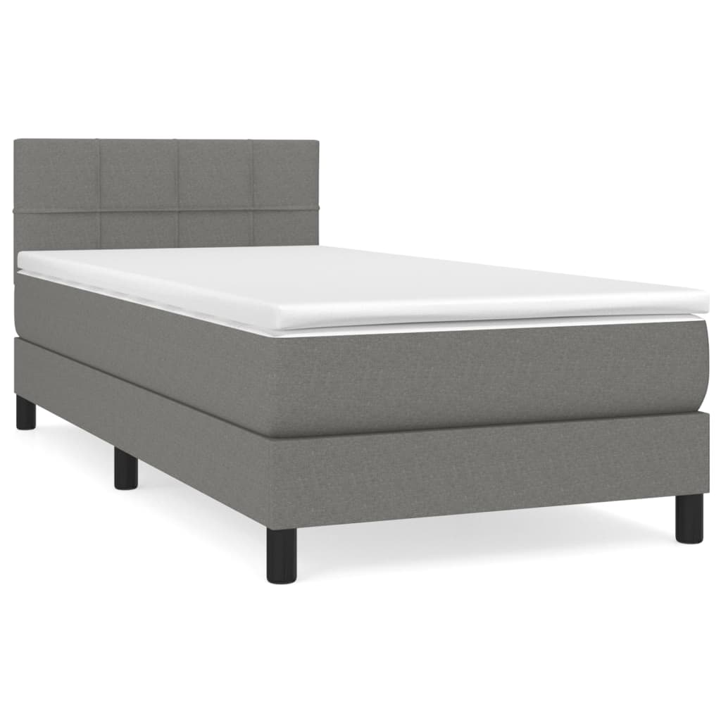 Giroletto a Molle con Materasso Grigio Scuro 90x200 cm Tessuto | homemem39