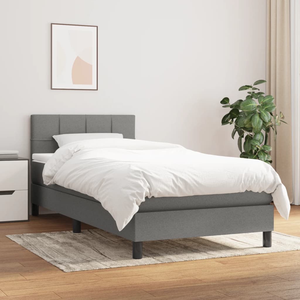 Giroletto a Molle con Materasso Grigio Scuro 90x200 cm Tessuto | homemem39