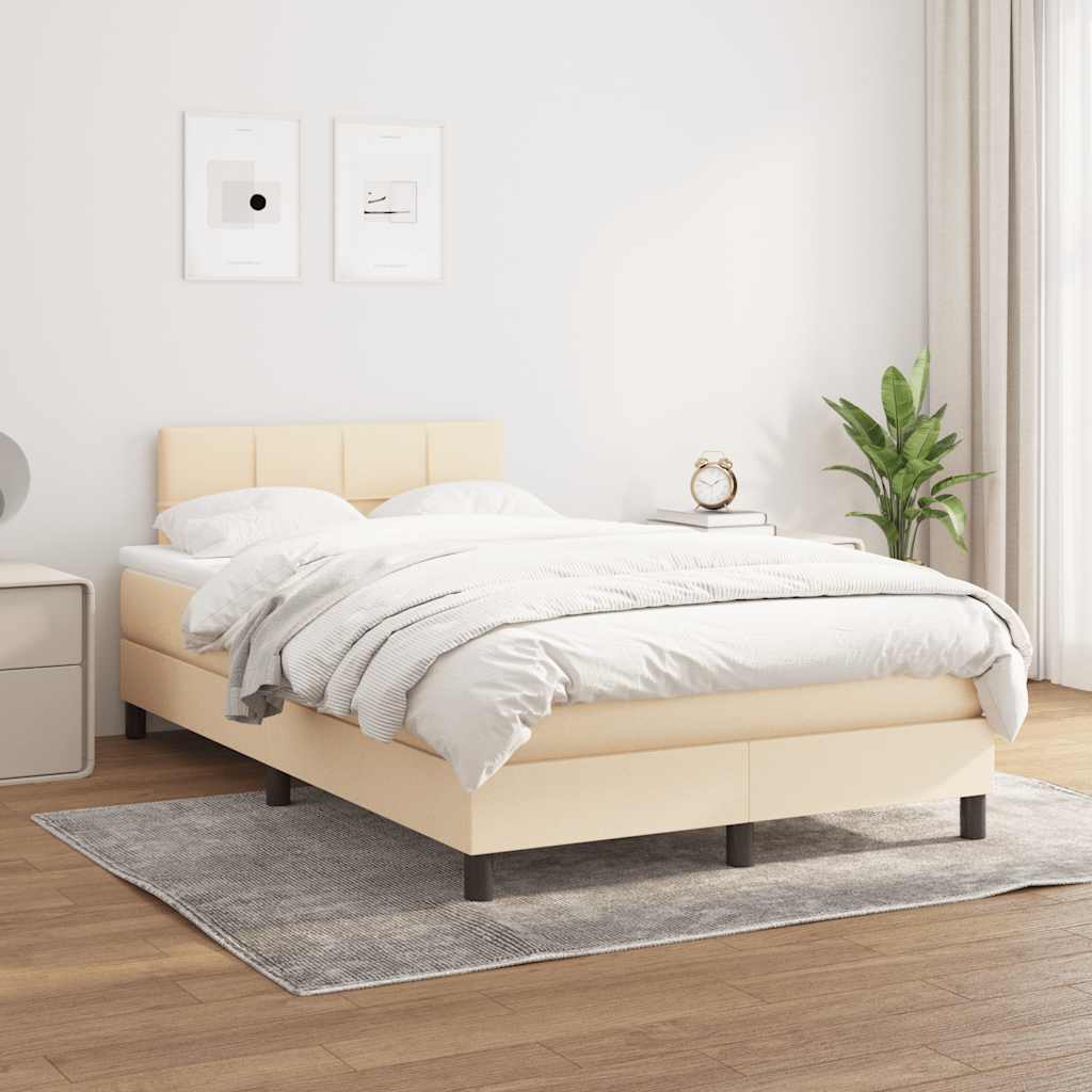Giroletto a Molle con Materasso Crema 120x200 cm in Tessuto | homemem39