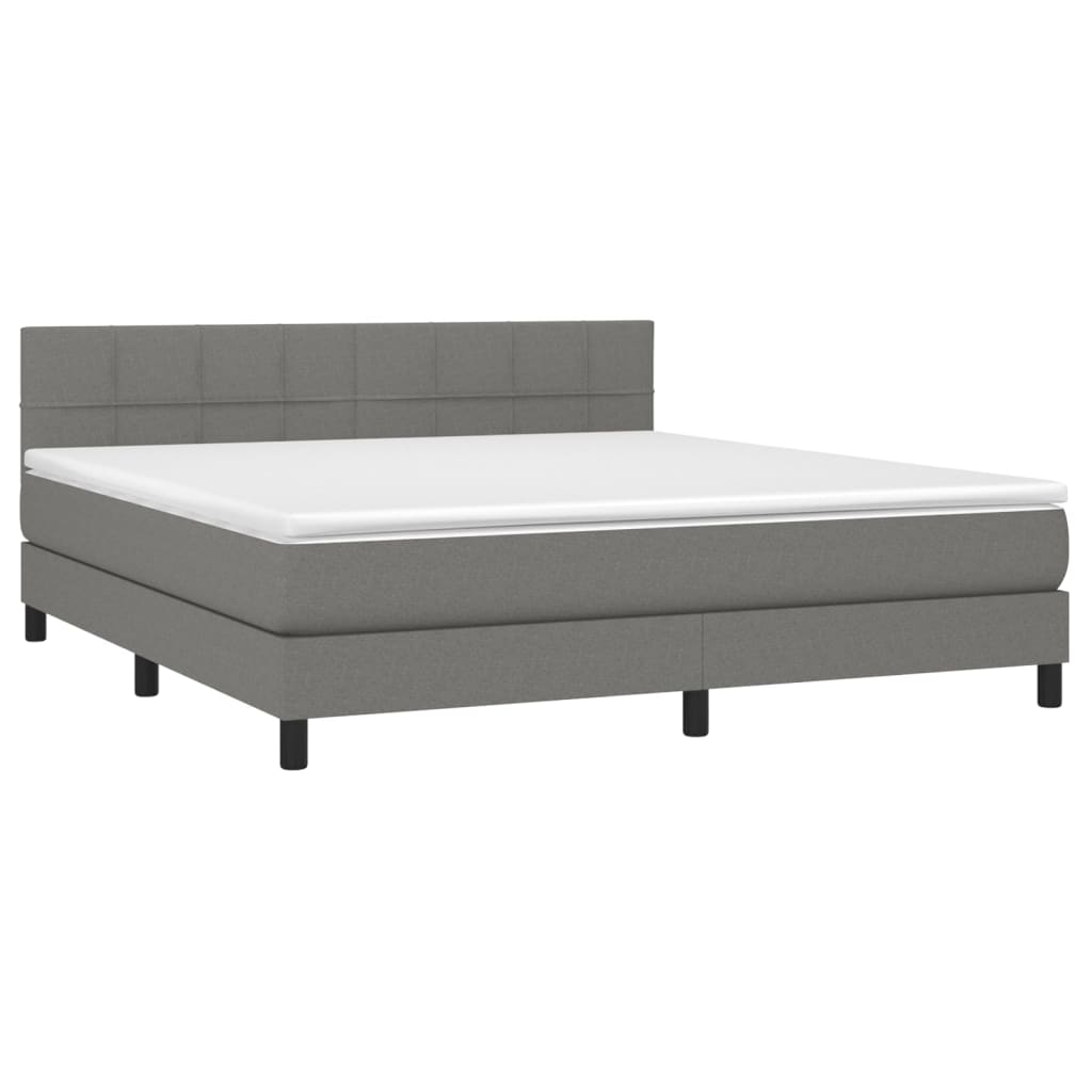 Giroletto a Molle con Materasso Grigio Scuro 160x200 cm Tessuto | homemem39