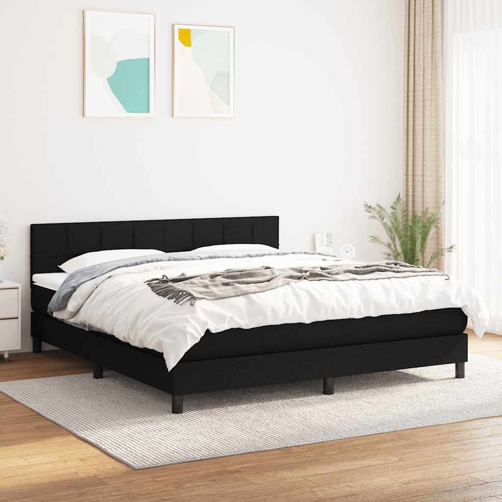 Giroletto a Molle con Materasso Nero 160x200 cm in Tessuto | homemem39